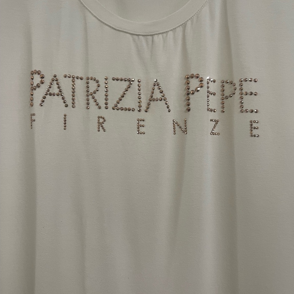 Patrizia Pepe Rhinestone Embellished Top Short Sleeve T-Shirt Size Small - Picture 2 of 4